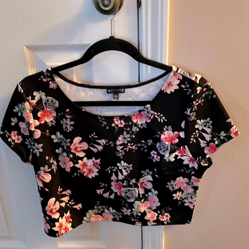 EUC Express floral crop top sz large